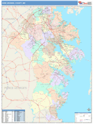 Anne Arundel County, MD Digital Map Color Cast Style